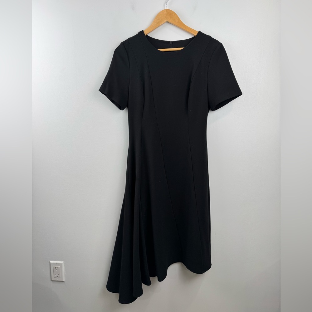 Black Halo Women Asymmetrical Black Midi Dress Size 4
